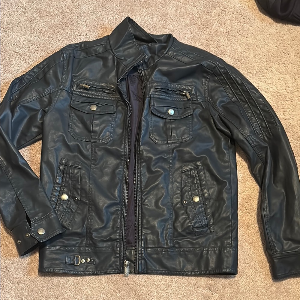 Black Lightweight Motorcycle Jacket with Stand-Up Collar
